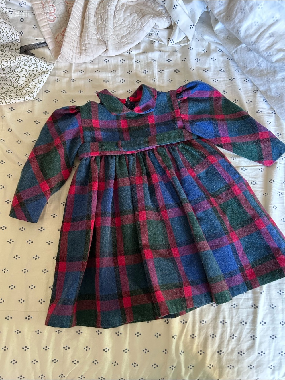 Plaid Peter Pan Collar Dress in Red, Green & Blue - Picture 5 of 7